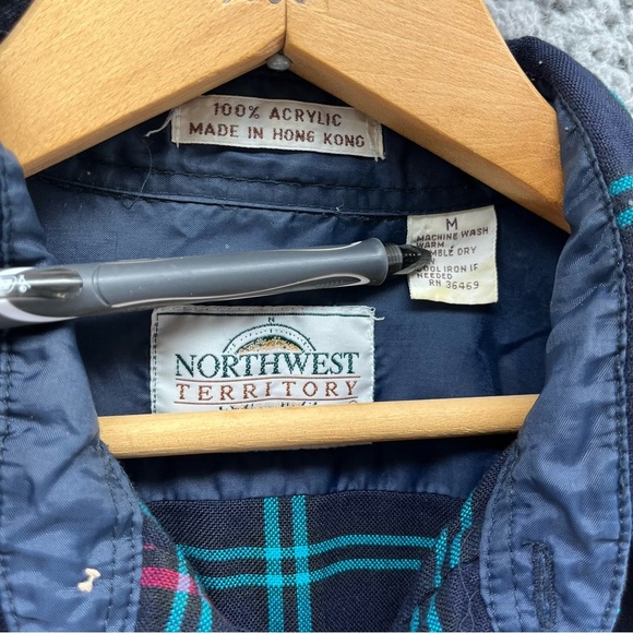 Vintage 80s Northwest Territory Button Up Plaid Flannel Long Sleeve Shirt Size M - Picture 3 of 7